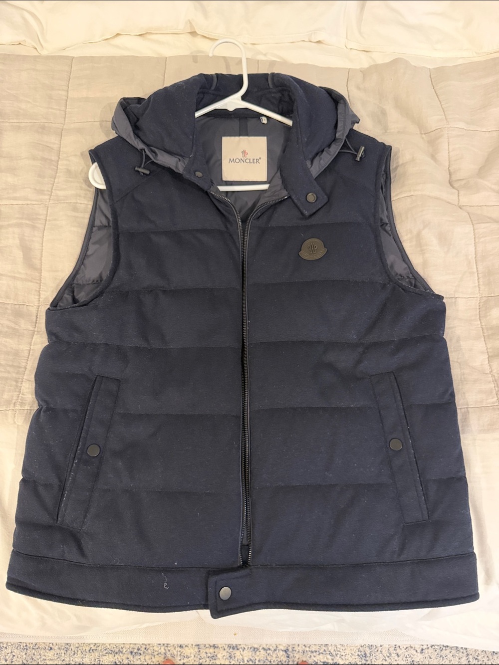 Moncler Men’s Hooded Down Puffer Vest - Navy Blue - Size M